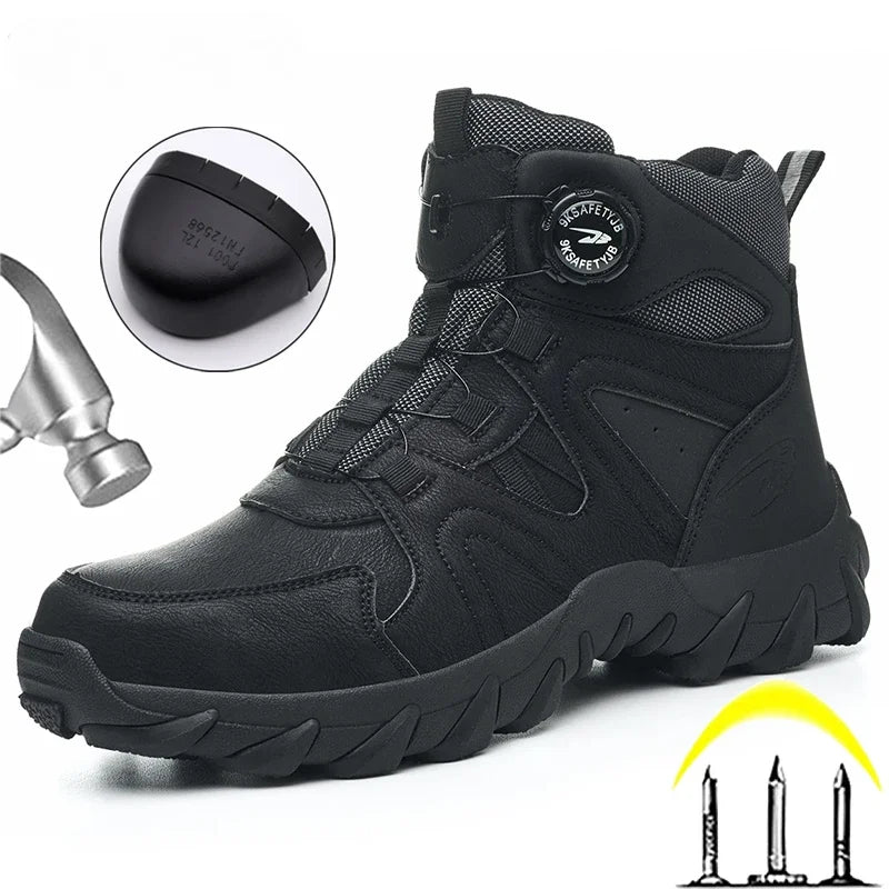 Puncture-Proof Work Boots  Rotating button Safety Boots Men Outdoor tactical boots Indestructible shoes Steel toe shoes Sneakers