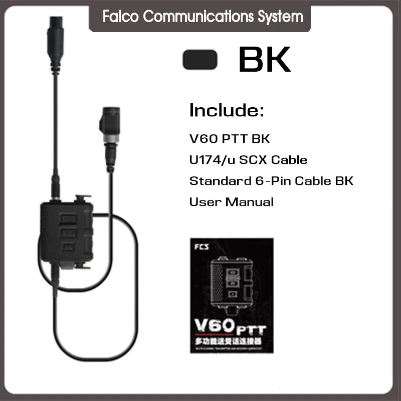 NEW FCS TACTICAL V60 PTT Multiple Functions Two Communication Channels for AMP Headset and PRC148 152 Radios
