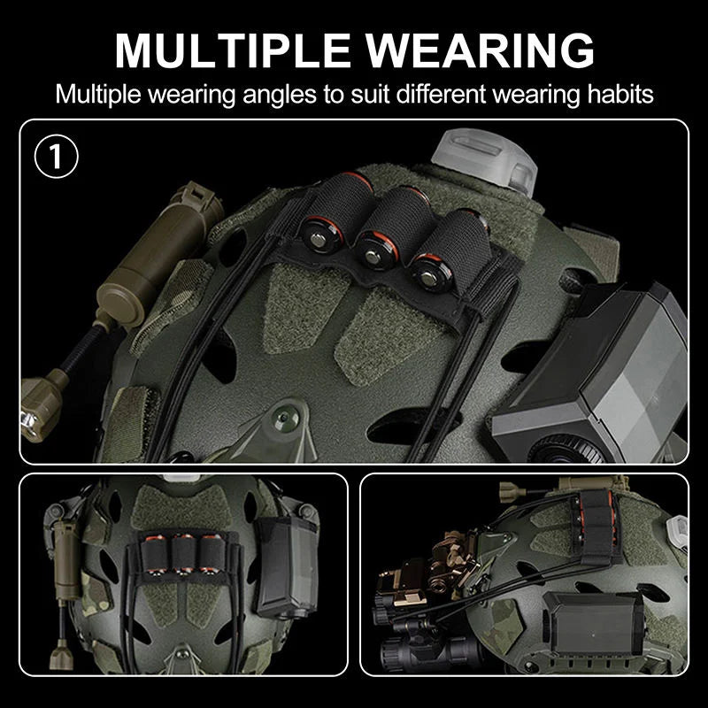 Cordura Tactical Helmet Battery Elastic Lanyard Carries Three Batteries Reinforced Multi-Functional Accessories
