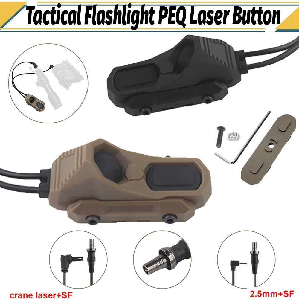 Flashlight Remote Dual Function Switch Button Tactical Airsoft Pressure Switch for PEQ-15 NGAL Laser and Tactical Flashlights