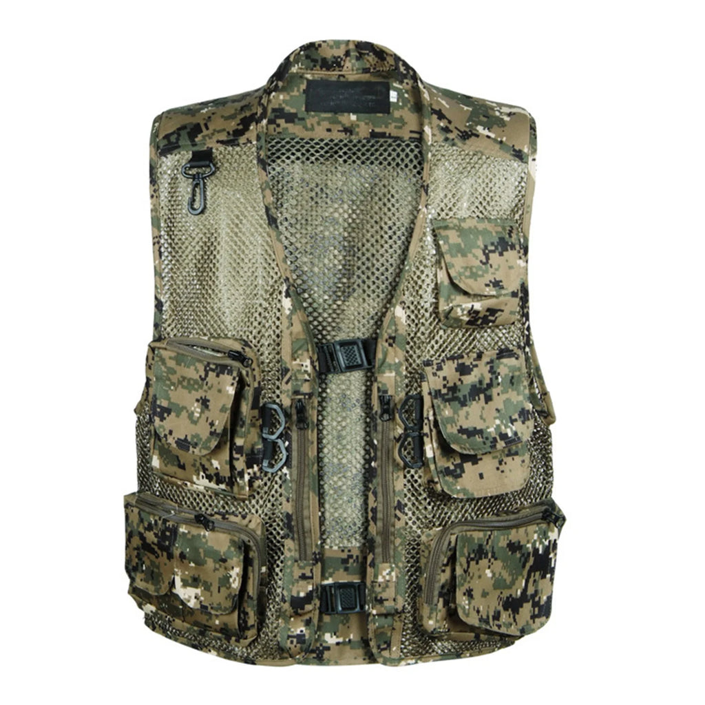 Summer Men's Camouflage Hunting Vest Multiple Pockets Mesh Breathable Sleeveless Jacket Outdoor Fishing Waistcoat Daddy's Gift