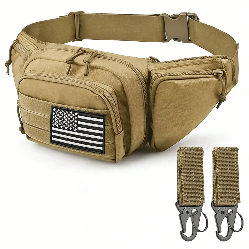 Tactics Outdoor Sports Waist Bag with Badge and Buckle, Hiking Bike Fishing Shoulder Bag Lightweight High Capacity Waist Bag