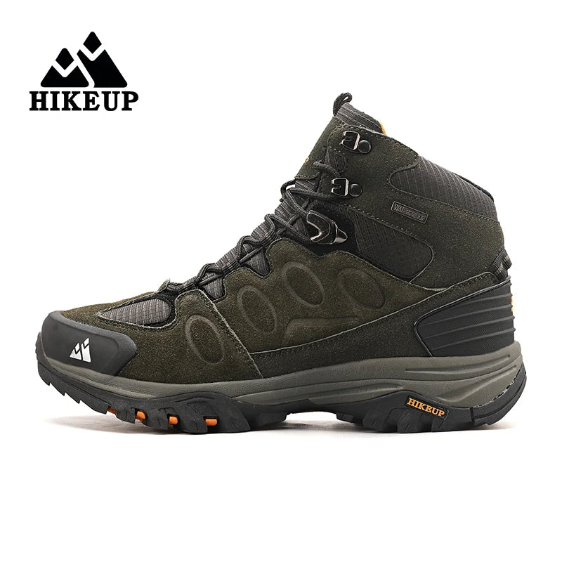 HIKEUP High-Top Men Hiking Boot Winter Outdoor Shoes Lace-Up Non-slip Outdoor Sports Casual Trekking Boots Man Waterproof Suede