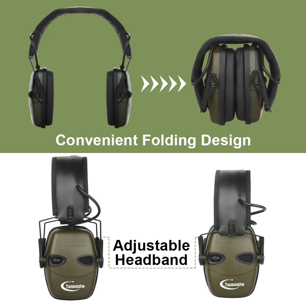 Electronic Shooting Earmuff Case Anti-noise Headphone Sound Amplification Hearing Protection Headset Foldable Earmuffs