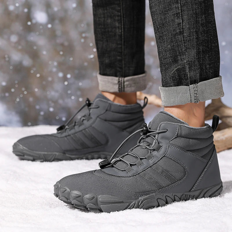 2024 Snow Boots Waterproof Men Winter Shoes Barefoot Ankle Boots Couple Snow Shoes Outdoor Hiking Shoes Fur Warm Plush Boots