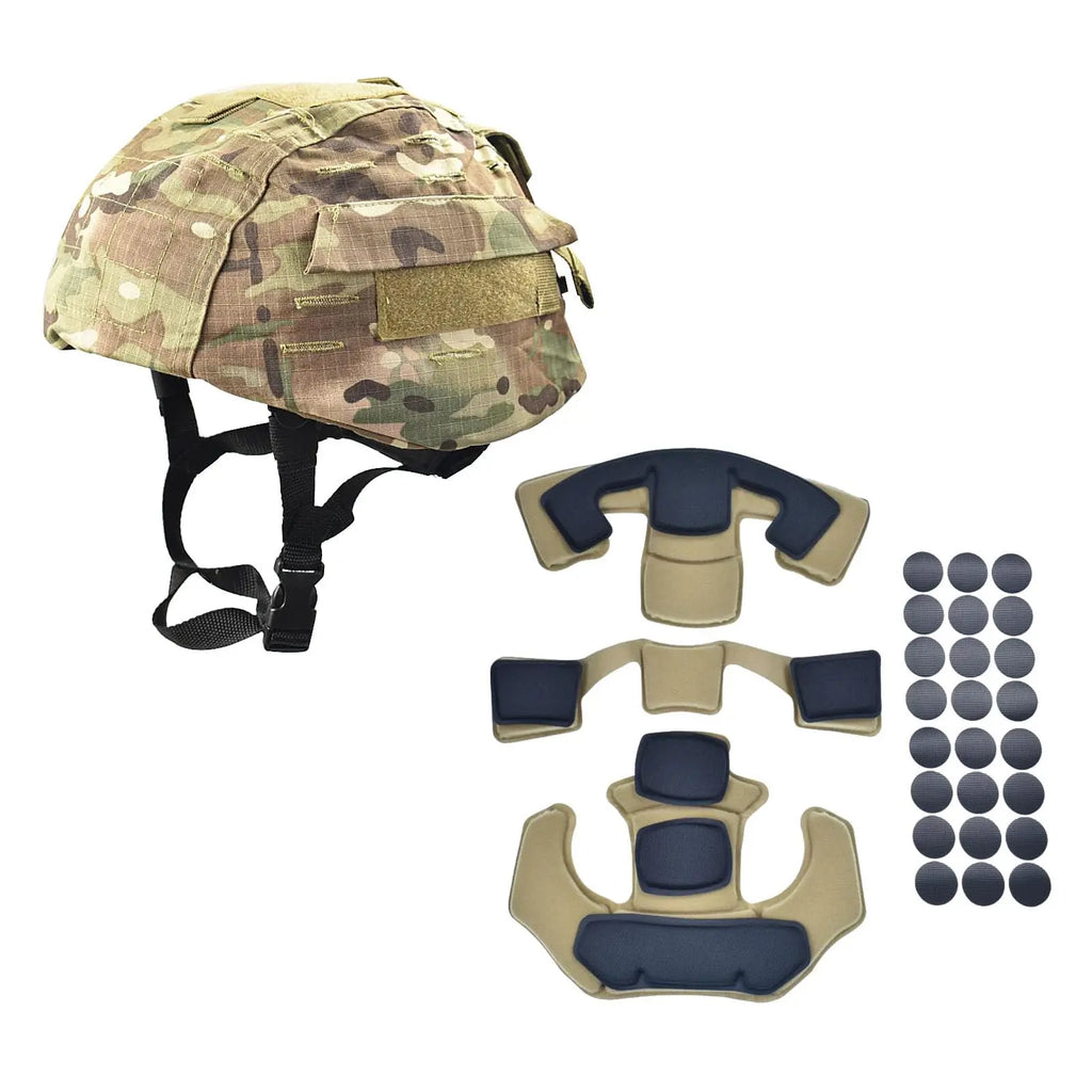 Tactical MICH Protective Helmet Set with Helmet Cloth Glasses Airsoft Outdoor Hunting Paintball Shooting Helmet Accessies