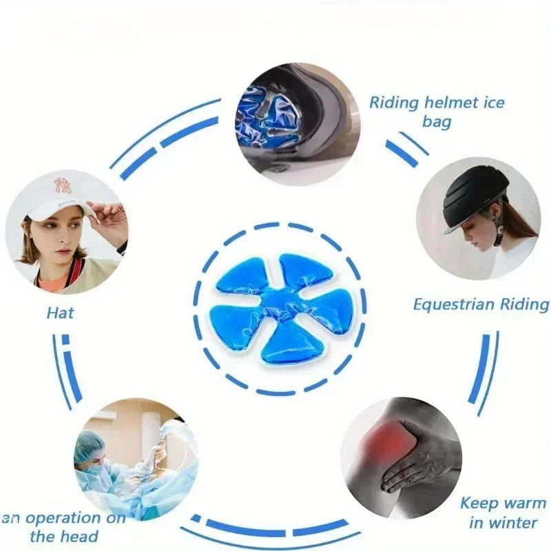 NEW PVC Gel Ice Pack - Adjustable Cooling Pad for Helmets & Hats | Reusable Cold Compress Travel Portable Outdoor Accessory