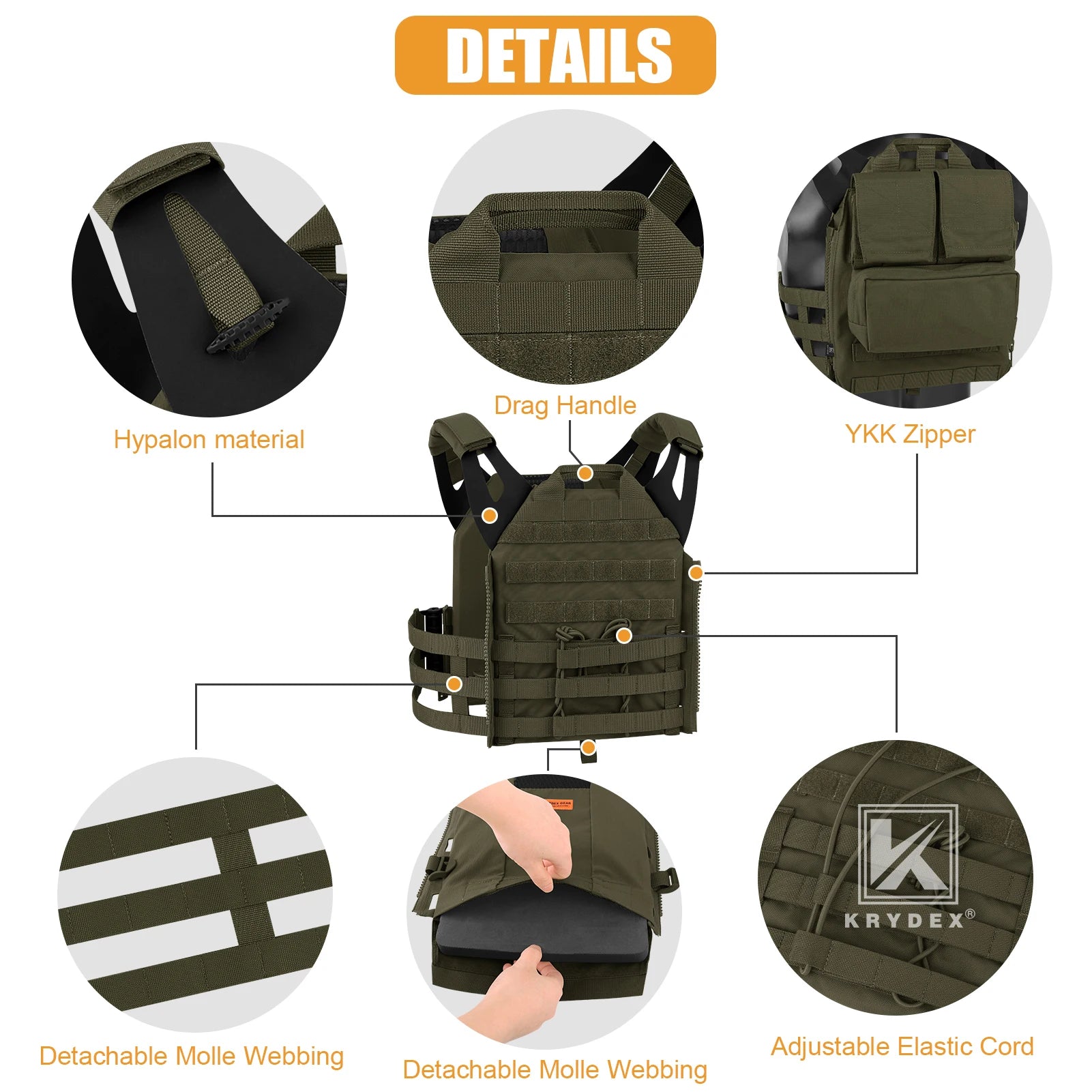 KRYDEX 500D Tactical JPC 2.0 Plate Carrier Quick Release Tube Cummerbund Assaulter Armor MOLLE Outdoor Paintball Vest