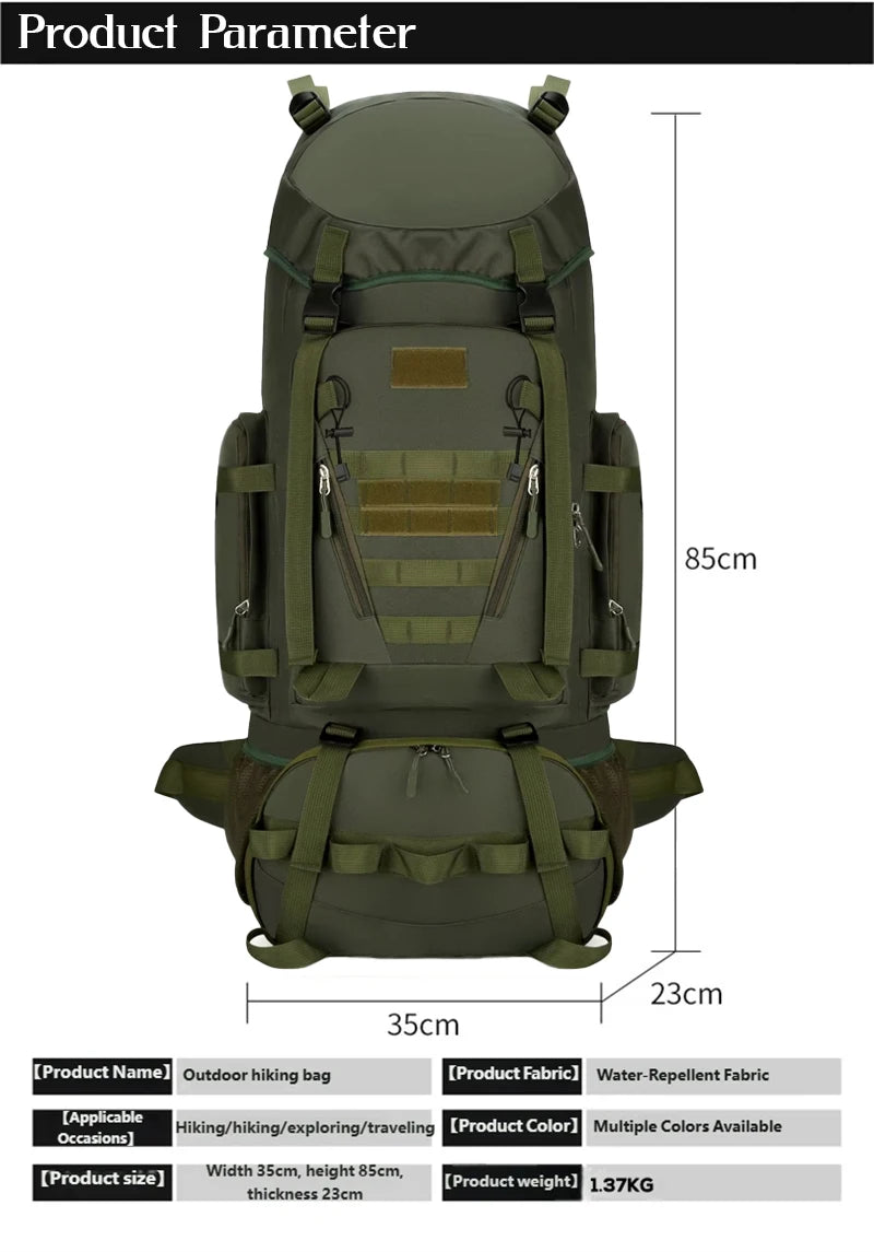 Men's 100L Tactical Backpack MOLLE Large-Capacity Anti Theft Mountaineering Backpack Hiking Rucksack 90L Waterproof Shoulder Bag