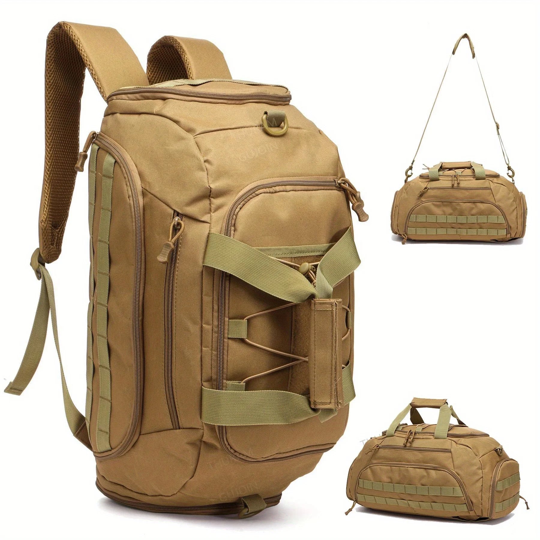 3-in-1 Tactical Gym Backpack with Shoe Compartment Convertible Duffel Sling Bag for Men Women Weekender Overnight Travel Bag