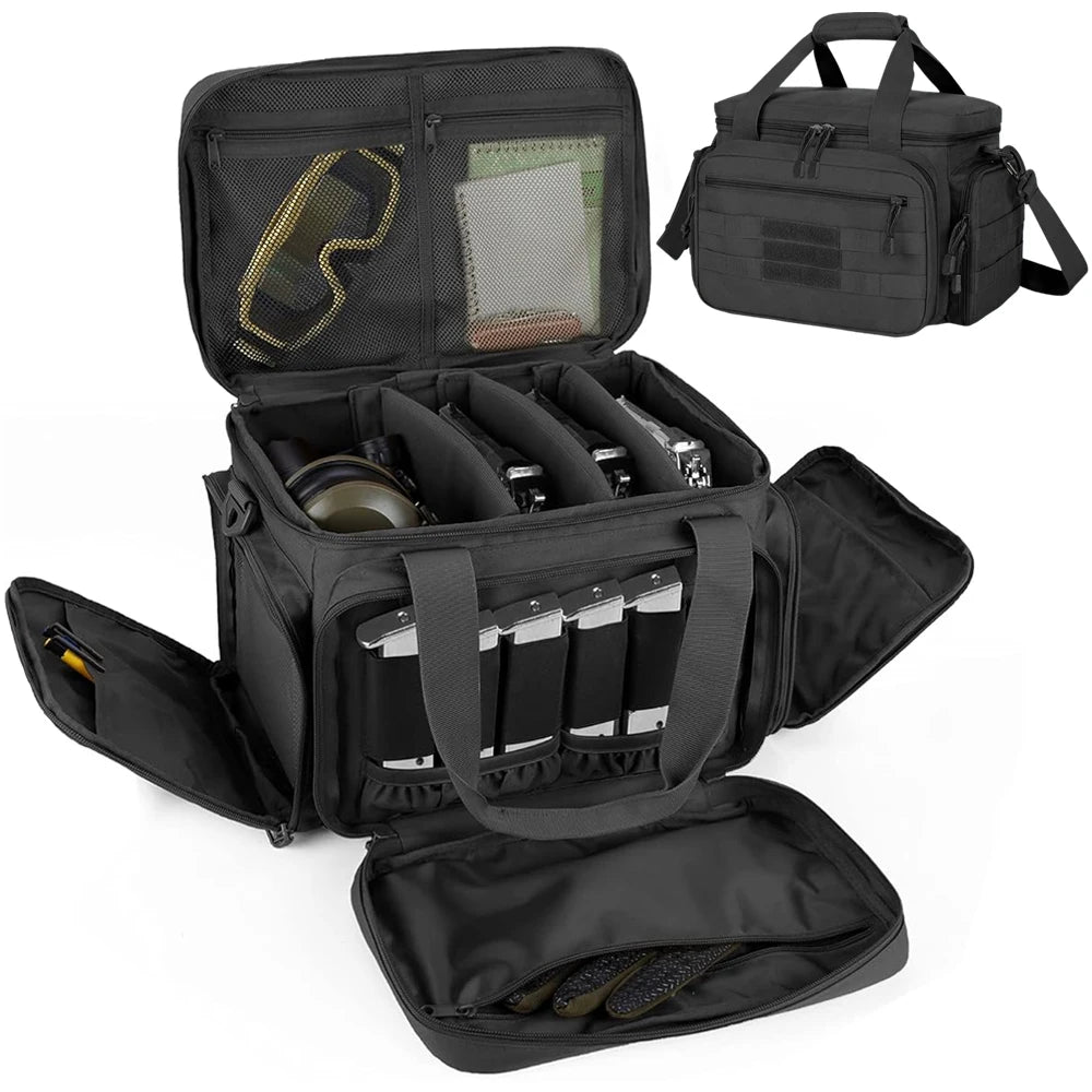 Tactical Pistol Gun Storage Bag Gun Range Bag for 4 Handguns Pistol Shooting Range Bag Magazine Carrying Pouch for Hunting