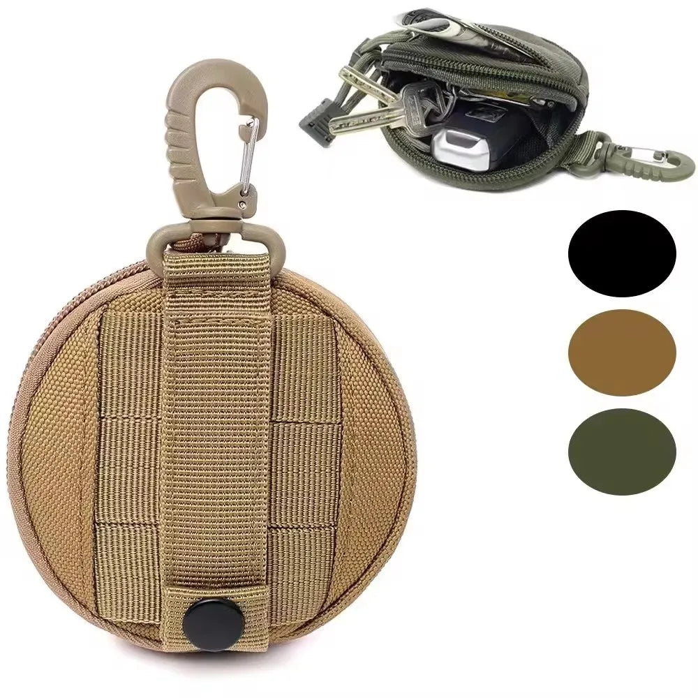 Modular Outdoor Utility Pouch | Small Round MOLLE Compatible Bag | For Hunting Exploration Gear