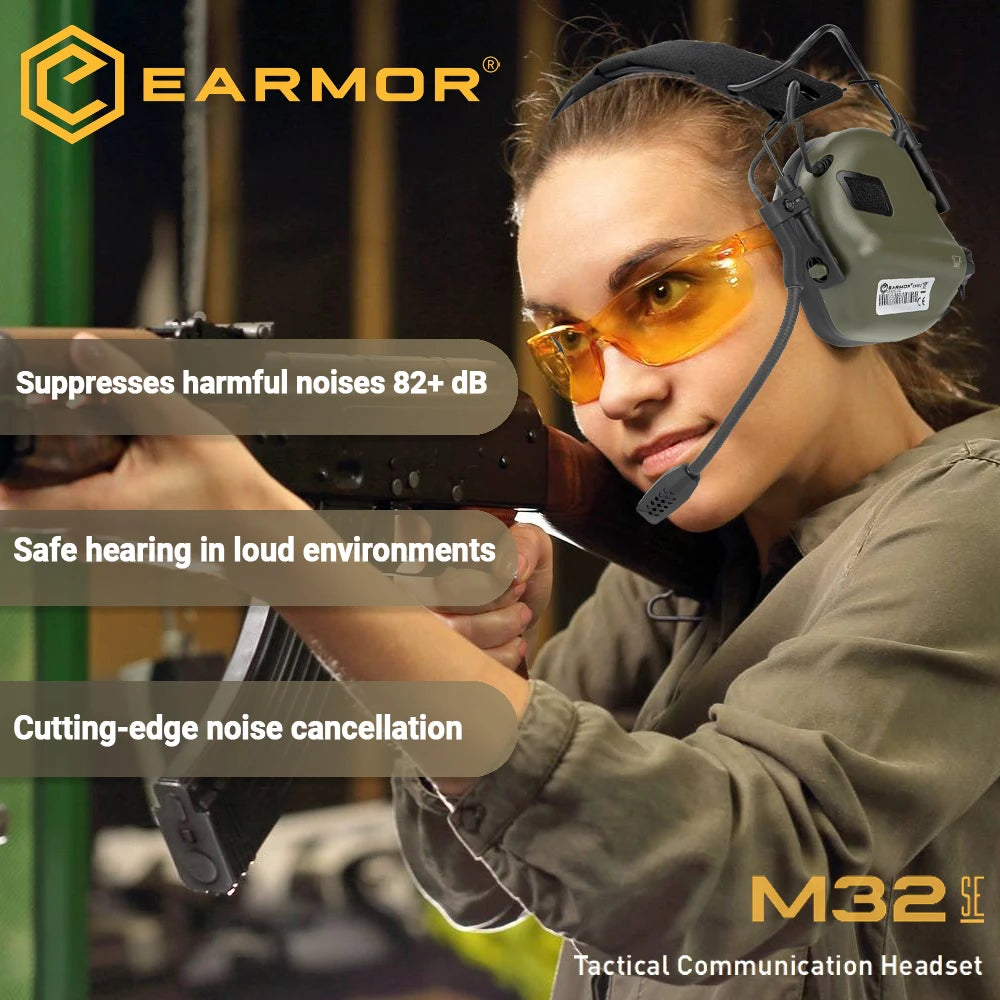 EARMOR Gun Range Shooting Anti-Noise Headset M32 SE Tactical Communication Hunting Electronic Hearing Protection Earmuff
