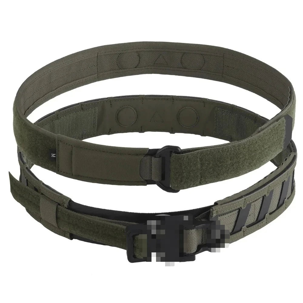 Tactical Battle Belt Modular Webbing Inner Outer Double Layer Waist Belt Magnetic Clasp Outdoor Hunting Training Gear
