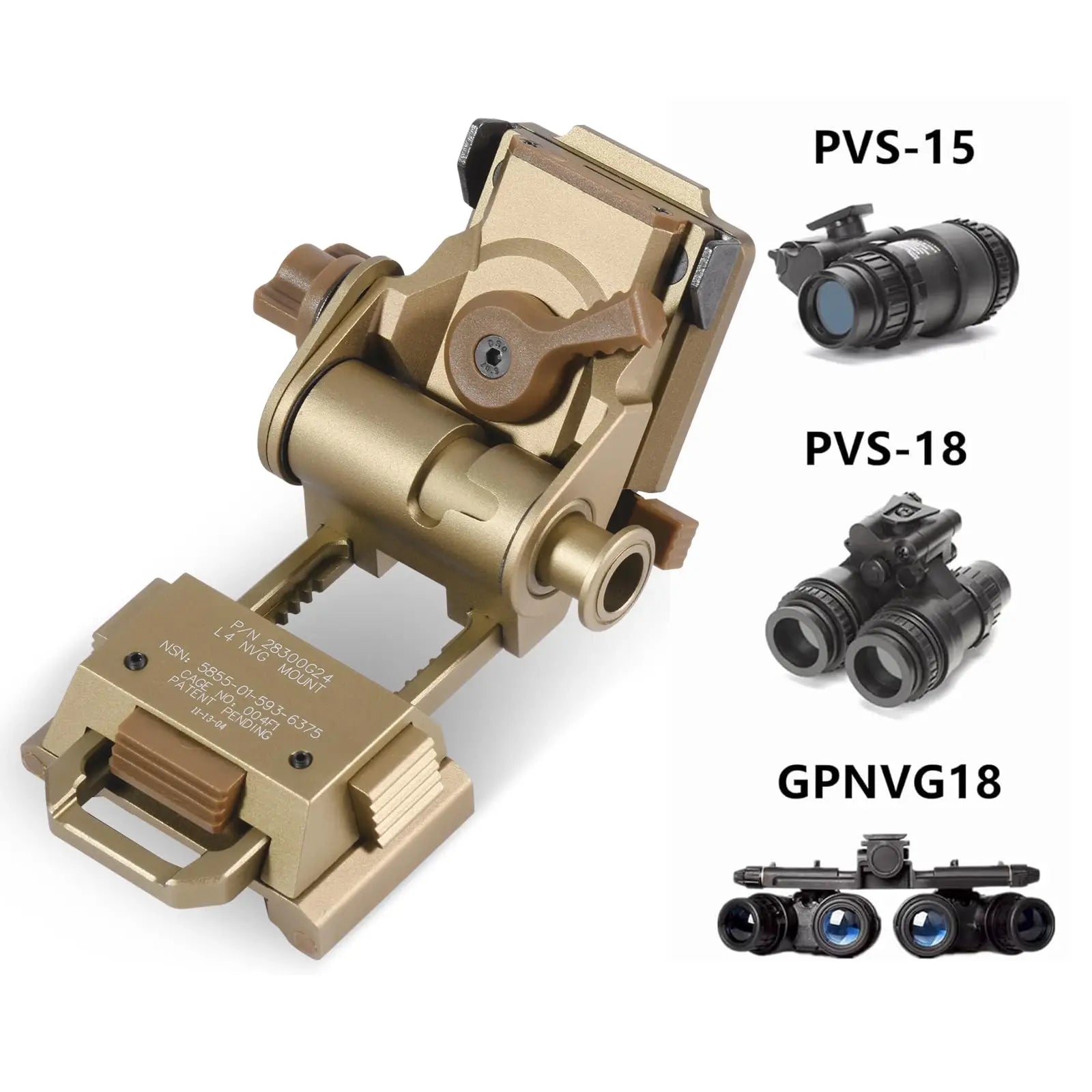 BOOIU L4G24 NVG Tactical Helmet Mount Metal Holder Bracket Helmet Accessories For PVS15/18 Goggles Night Vision Stent