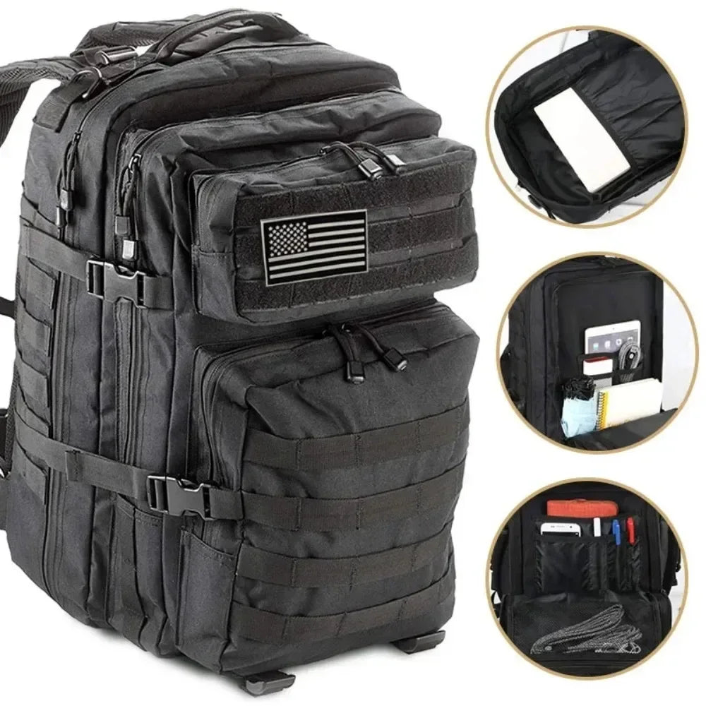 60L Army Military Tactical Backpack Men's Travel Large Capacity Rucksacks Men Waterproof Outdoor Sports Multi-functional Bags A6