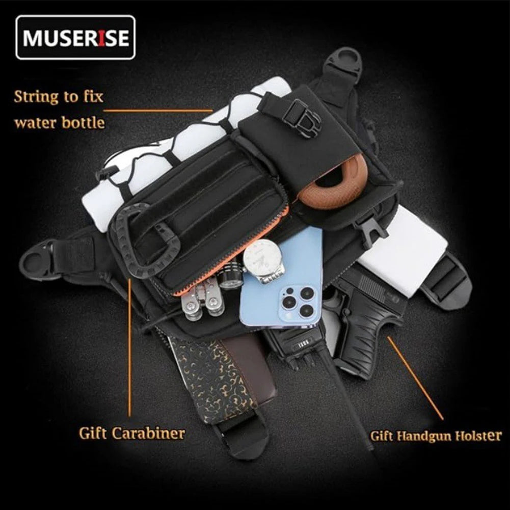 Outdoor Cycling Chest Bag Large Capacity Multifunctional Vest Chest Bag Nylon Hunt Vest Bag Travel Commute Sports Backpack