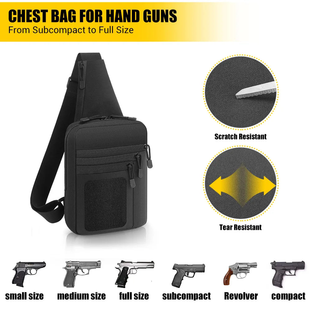 Tactical Pistol Gun Bag Concealed Carry Gun Holster Handgun Storage Chest Bag EDC Tool Bag Pistol Gun Shoulder Sling Bag