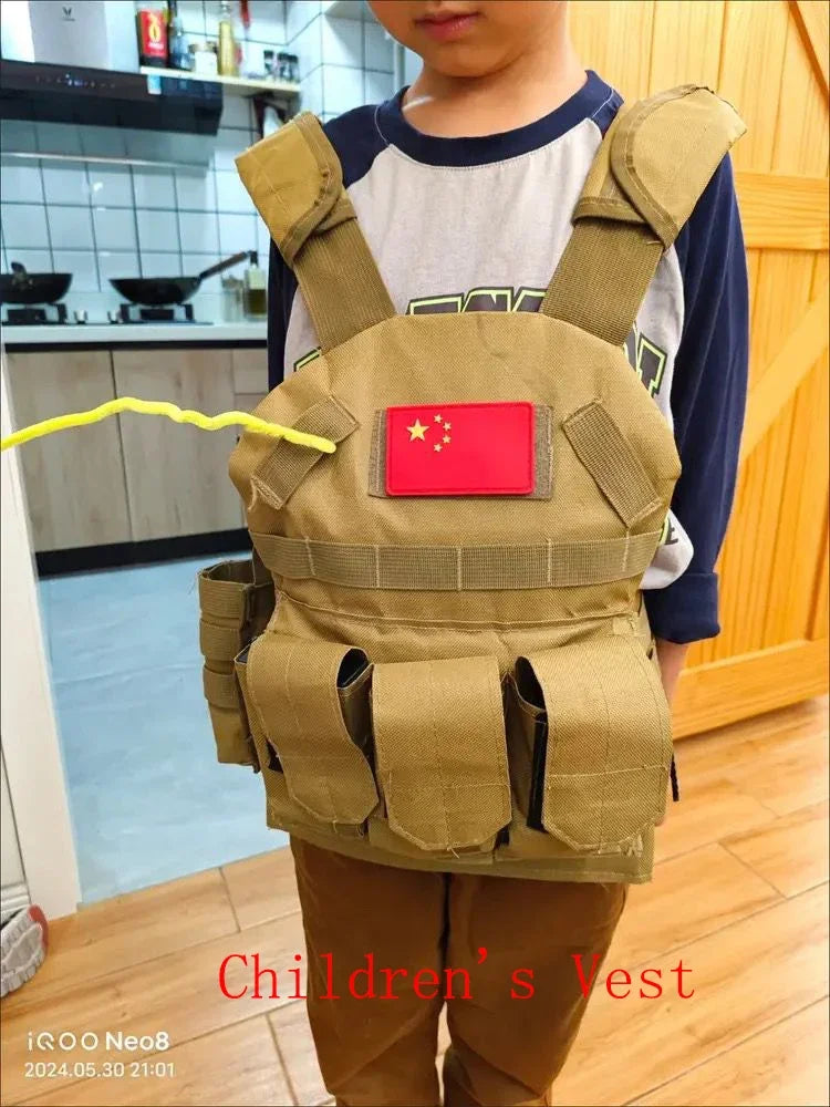 Nylon Gear Tactical Vest Body Protection Hunting Carrier Children Accessories 6094 Pouch Training Camping Kid Camo Vest
