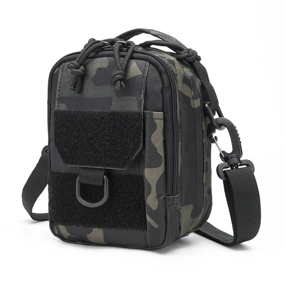 Outdoor Tactical Crossbody Double Layered Square Bag EDC Tool Molle Waist Bag Multifunctional Shoulder Bags