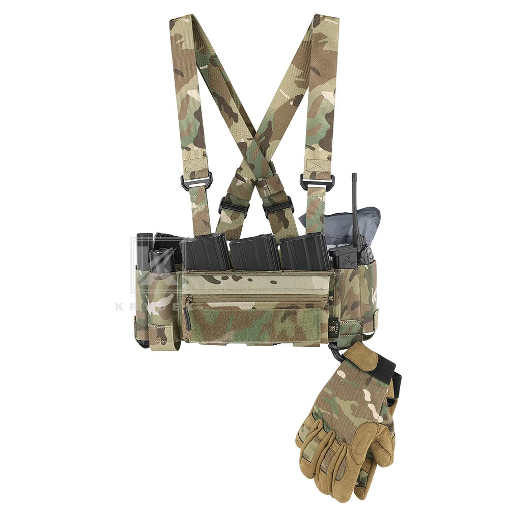 KRYDEX Tactical Ready Chest Rig Concealed Rig Elastic Cummerbund X Harness + Sticky GP Candy Pouch 5.56 Triple Magazine Pouch