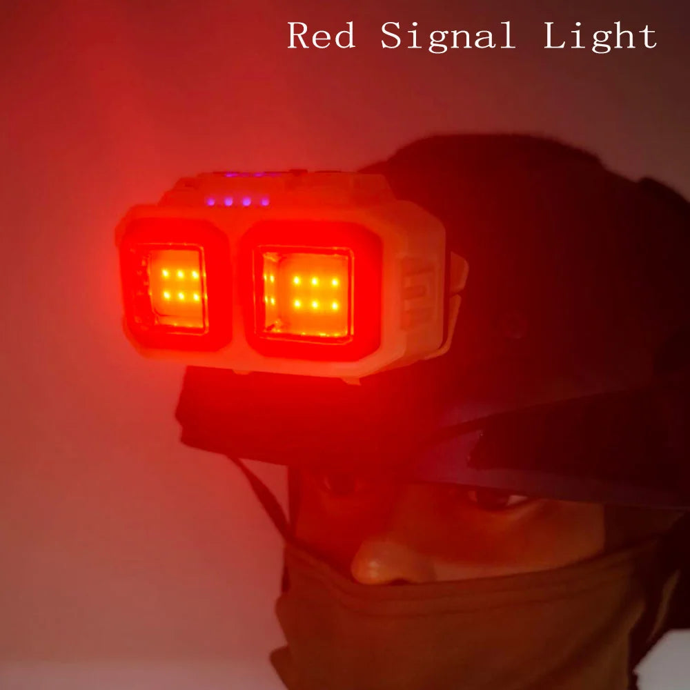 Tactical FAST MICH NVG Helmet Light Red Signal Light Sensor Headlamp USB Charging Headlight For Hunting Camping Fishing