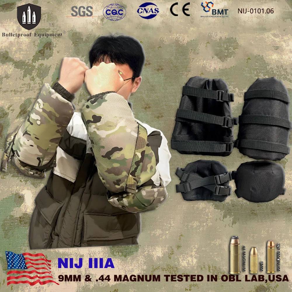Real 1 Pair 1000D Level IIIA.44mag Ballistic Tactical Forearm & Elbow Armor Bulletproof Guards Frag Resistant