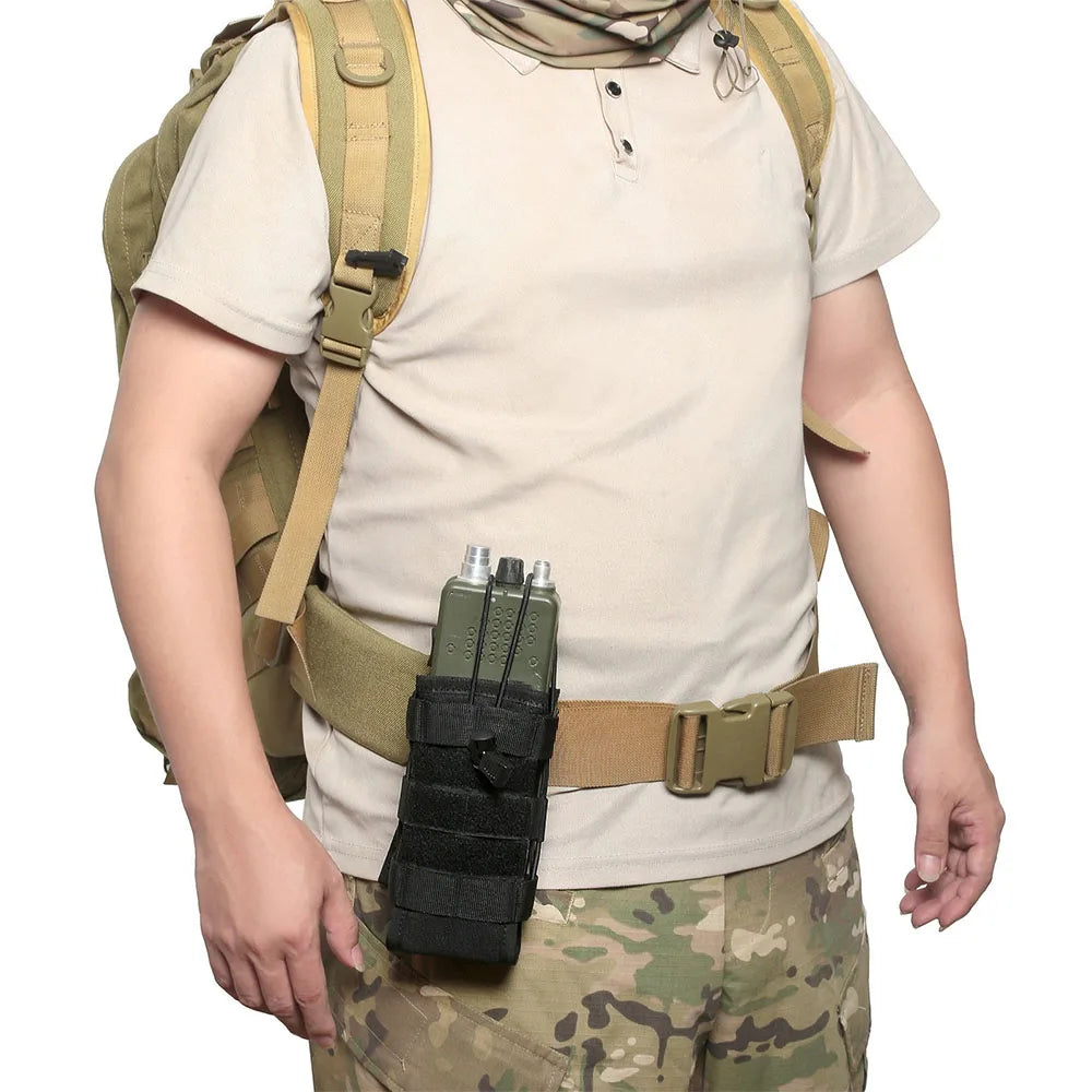 Tactical Molle Radio Walkie Talkie Pouch Outdoor Portable Radio Interphone Holster Carry Bag Adjustable Universal Radio Holder
