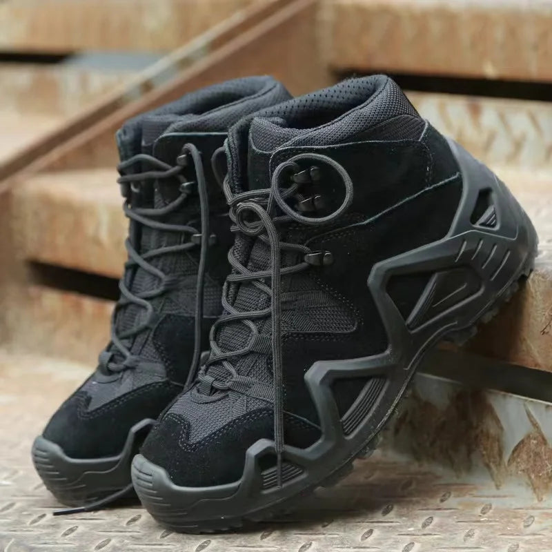 New Mid Cut Men's Tactical Boots Army Boots Size 39-46 Combat Man Boots Army Hunting Work Boots  Military Ankle Casual Boots