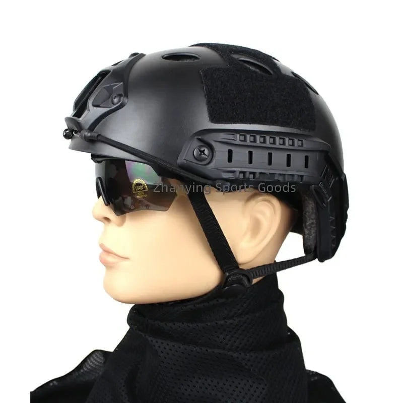 Tactical Helmet with Adjustable Padding and Ventilation for Airsoft Paintball Military Training Compatible with FAST PJ CS