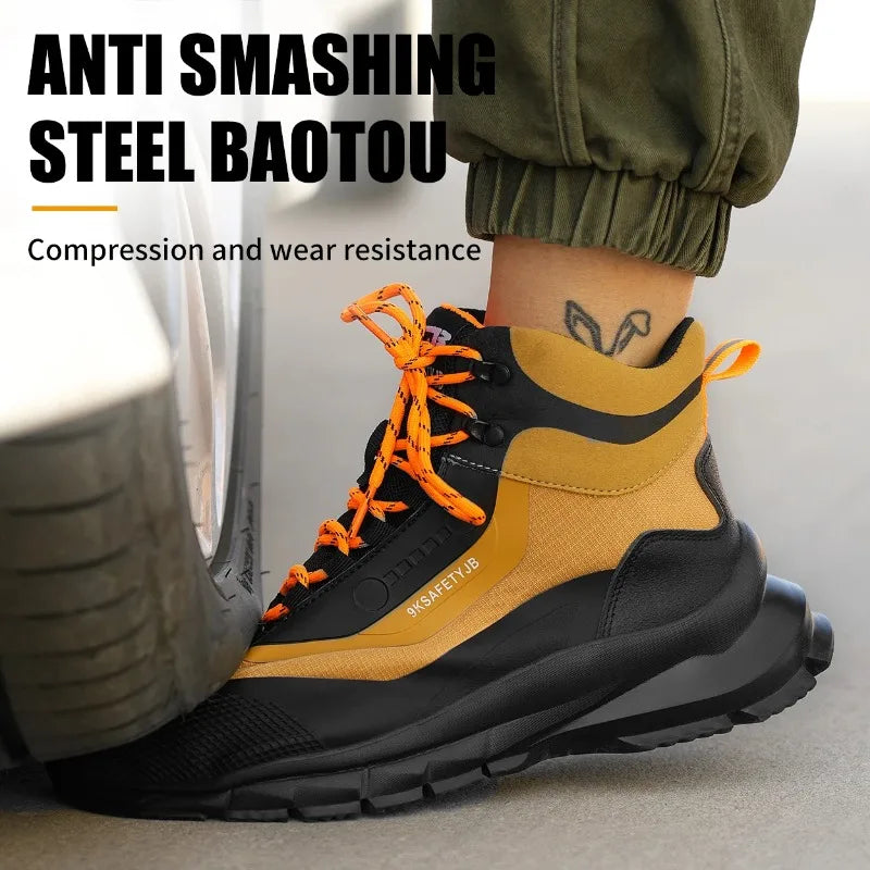 New Fashion 2024 Lightweight Work Boots Indestructible Safety Shoes Men Steel Cap Puncture-Proof Sneakers Male Footwear