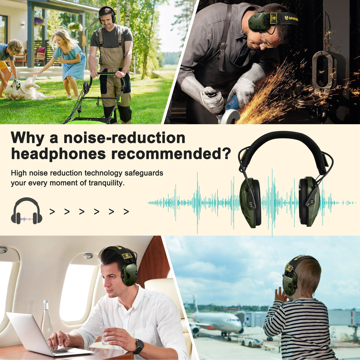 YHKEMA Electronic Shooting Ear Protection Sound Amplification Anti-noise Earmuff Professional Hunting Ear Defender Outdoor Sport