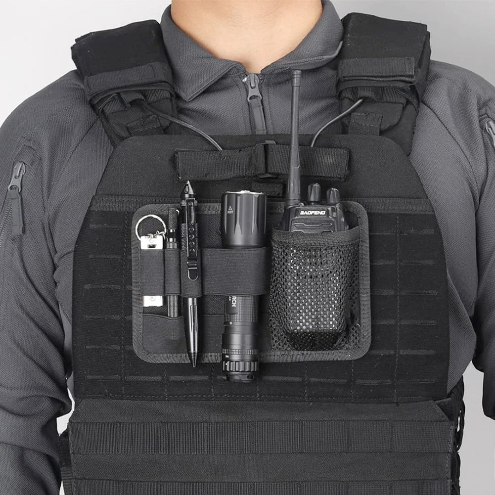 Tactical EDC Mesh Storage Pouch Hook Fasteners Modular Panel Organizer Adhesive Backboard Backpack Vest Expansion Accessory Bag