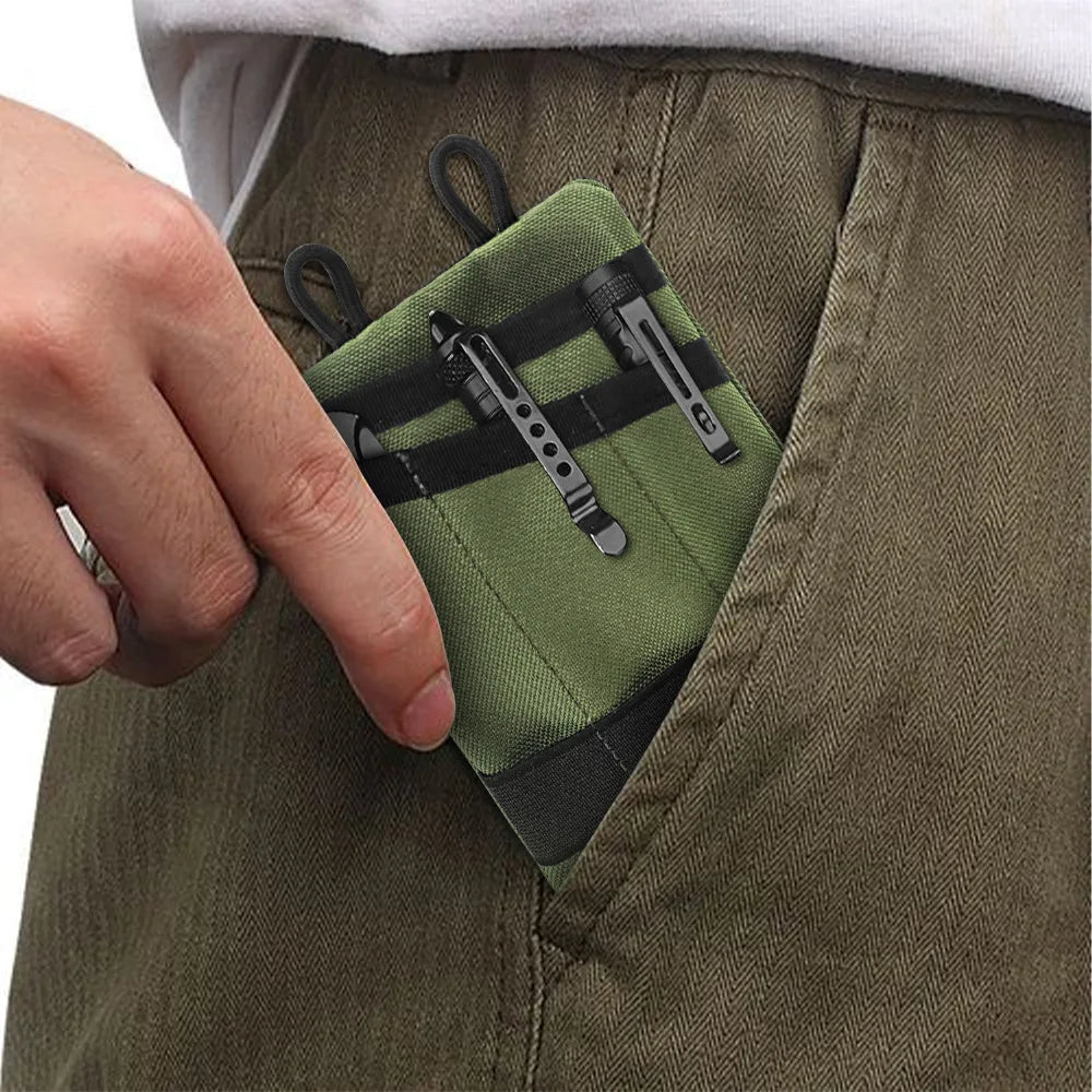 Multifunctional EDC Organizer Pouch Portable Tool Bag Tactical Knife Case Waist Pack Foldable Credit Card Wallet