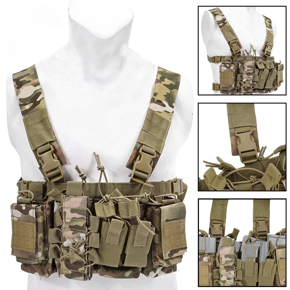 Tactical Chest Equipment Bag Molle with Magazine Bag Outdoor Hunting Chest Hanging Waterproof Nylon Front Bag