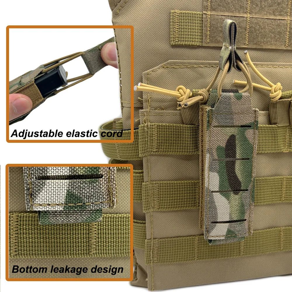 Tactical Pistol Magazine Pouch 9mm Extended Single Mag Pouch Molle Tool Flashlight Torch Holder Hunting Airsoft Accessories