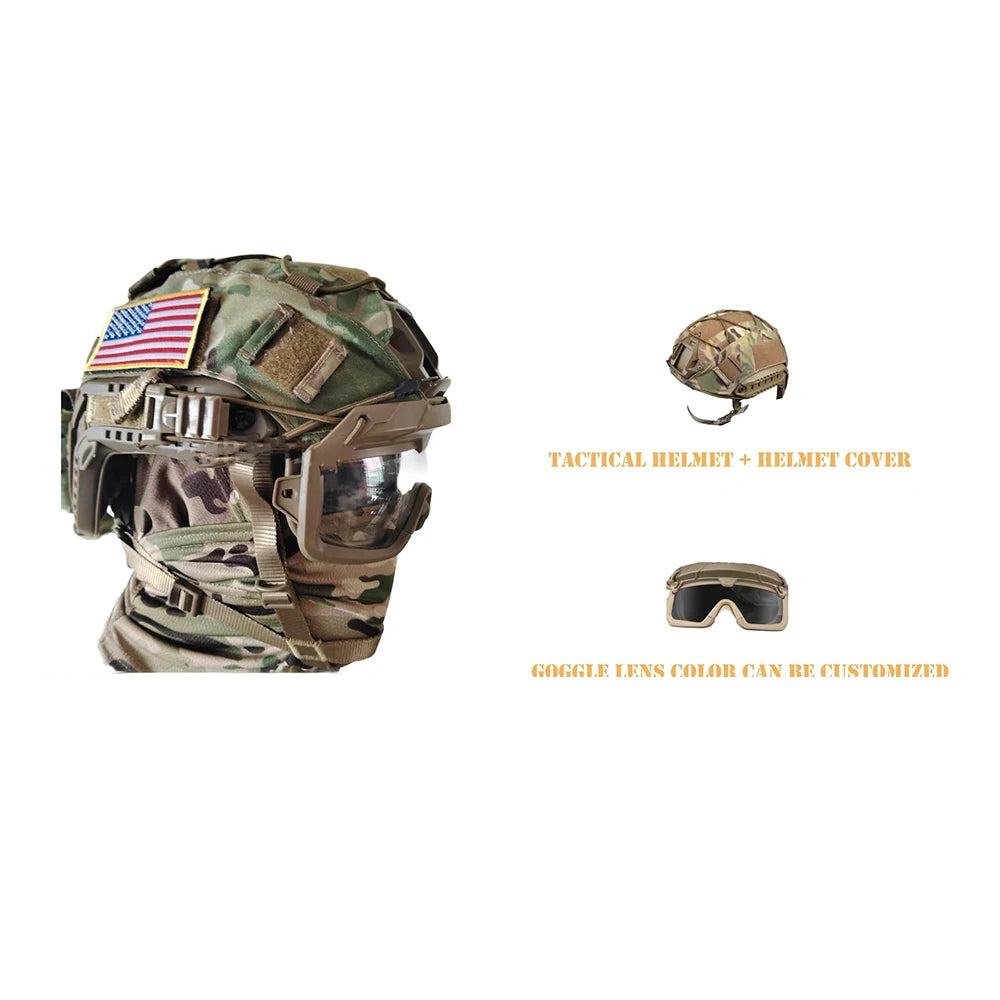Tactical Helmet Set Ghost Recon Wargame Cosplay Gear with Goggles NVG Model Mask Communication Headset for CS Airsoft Shooting