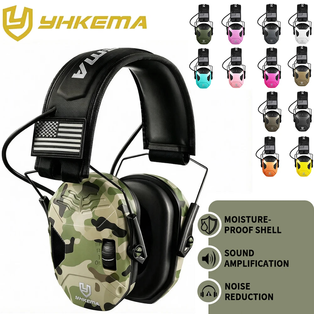 YHKEMA Outdoor Tactical Electronic Shooting Earmuff Anti-noise Headset Impact Sound Amplification Hearing protector