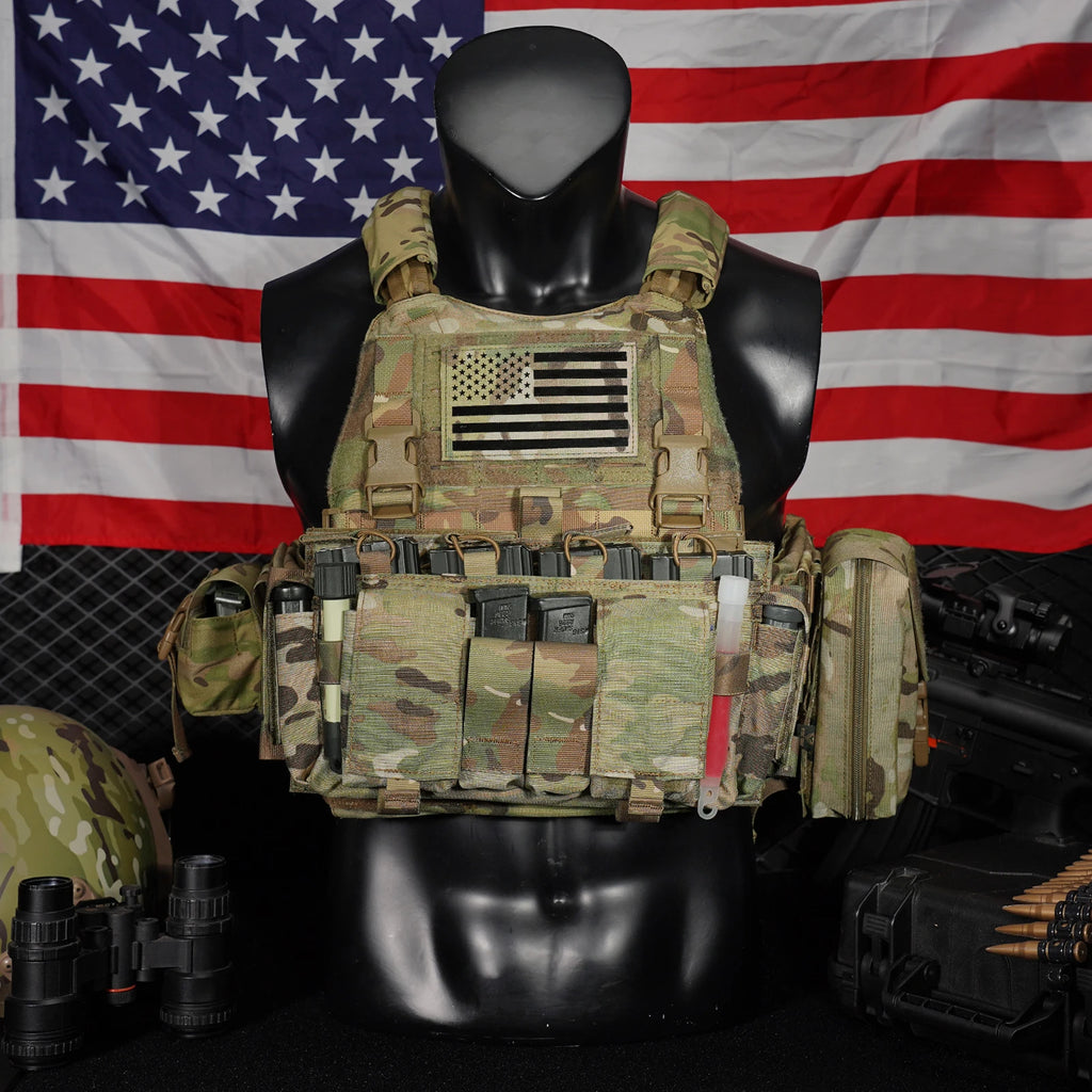 KRYDEX Tactical MOLLE Men SCARAB Plate Carrier Heavy Duty Modular Vest With MF IV Placard Mag Pouch For Airsoft Paintball