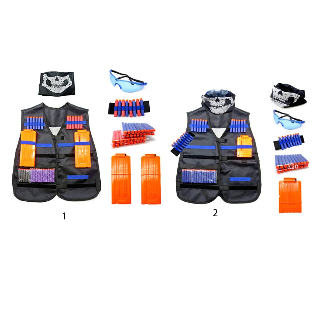 Kids Outdoor Game Clip Dart Bullets Goggles Vest Jacket Kit for N-Strike Elite Nylon Outdoor Game Playing Clothes