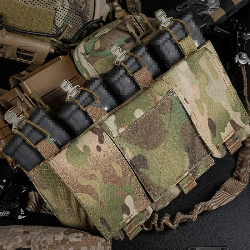 Tactical Quad 5.56 Magazine GP Pouch Placard QASM Clasp Front Panel for CPC FCSK ARC JPC Plate Carrier Airsoft Hunting Vest