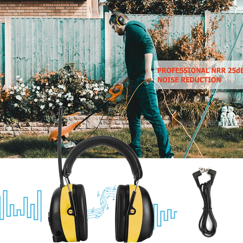 Professio Bluetooth Hearing Protection Headphones AM/FM Radio Headphone 30dB NRR Noise Reduction Safety Earmuffs for Mowing Work