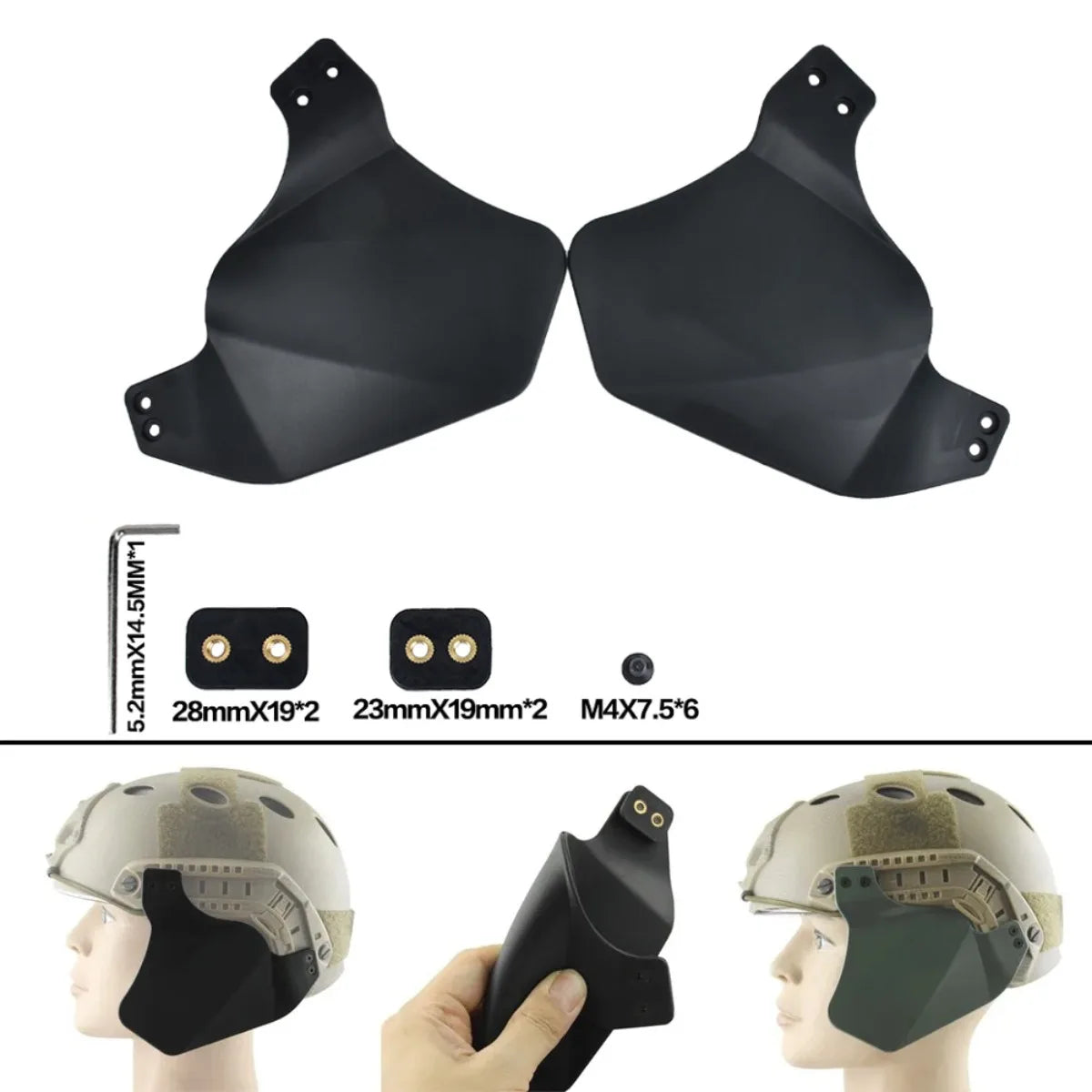 Tactical Fast Helmet Side Ear Protection Earmuffs Rail Mount Ear Protectors Tactical Up-Armor Side Cover Rail Kit