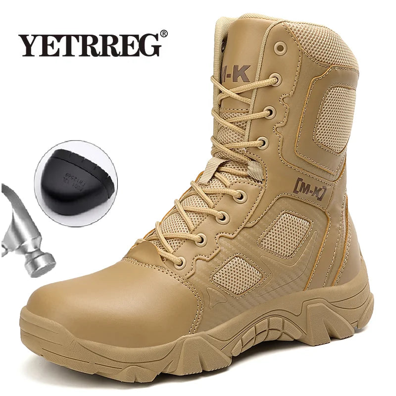 Work Safety Shoes Men Construction Ankle Boots Men Security Steel Toe Cap Men's Boots Male Anti-smashing Work Boots Big Size 47