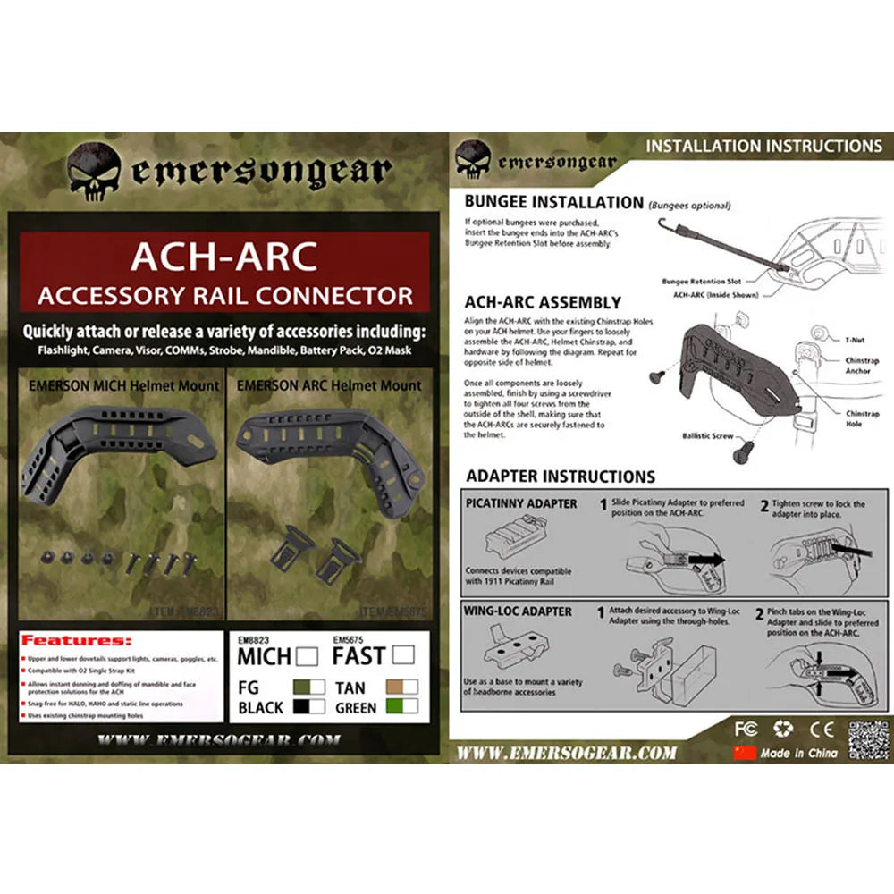 Emersongear Tactical Helmet Accessory ACH-MICH ARC Mount Rail