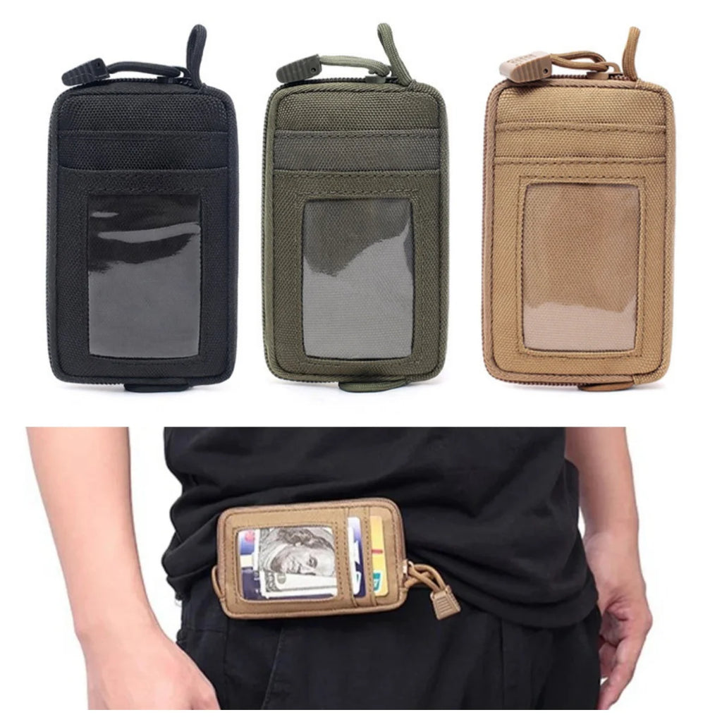 Tactical Waterproof Card Pack Outdoor EDC Pouch Key Purse Wallet Travel Kit Coin Purse With Card Slots Pack Zipper Waist Bag
