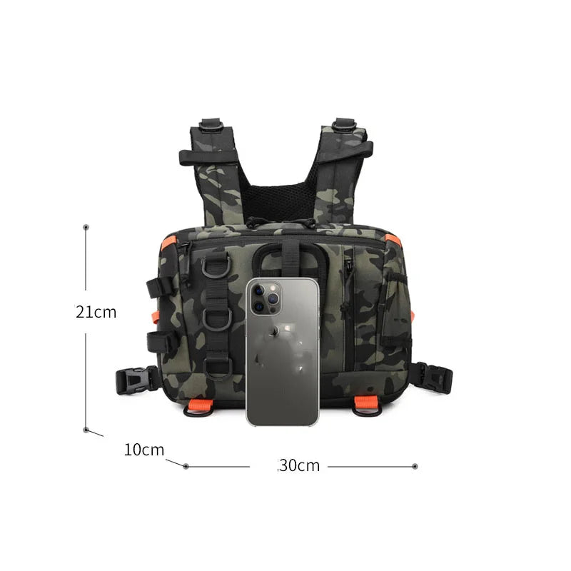 Tactical Camping Backpack Front Chest Vest Bag Outdoor Fishing Lure Tackle Cycling Rig Fanny Pack Hiking Travel Men Climbing Bag