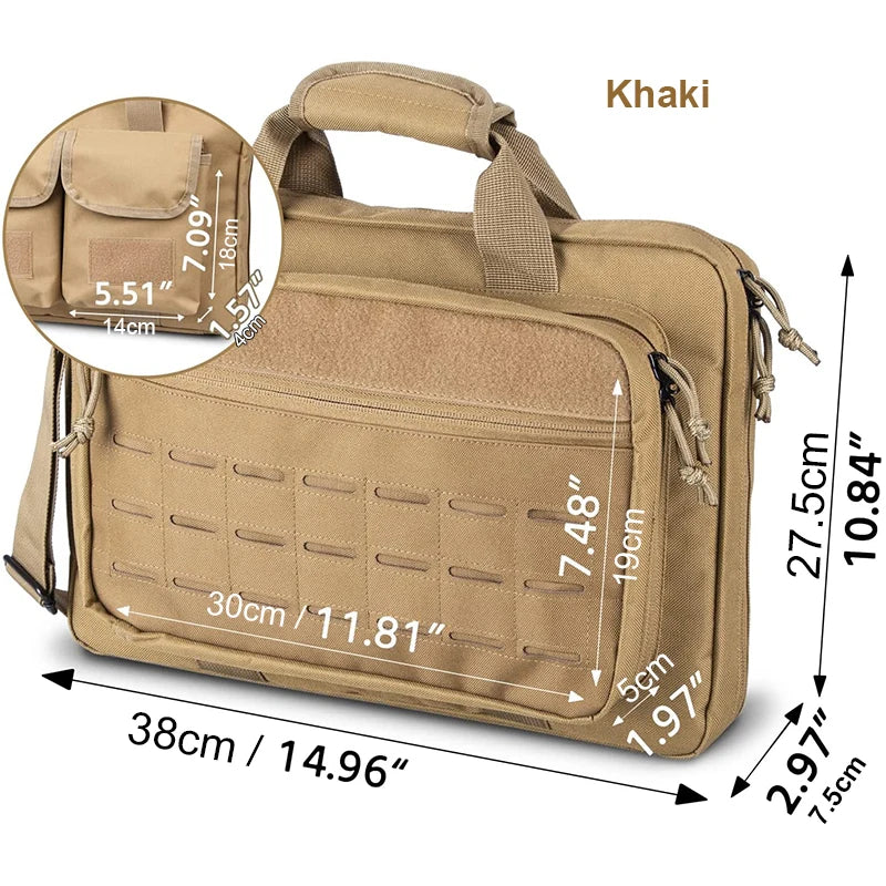 Tactical Gun Case Shooting Range Bag Hunting Accessories Molle System Magazines Lockable Compartment Multiple Pockets Laptop