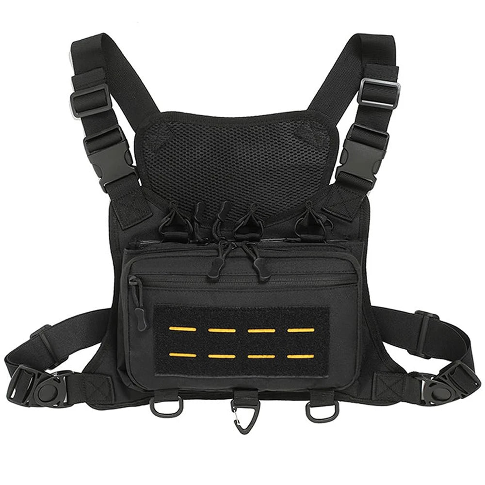 Tactical Chest Admin Bag with Triple Mag Pouch Running Chest Bag Utility Chest Pack Rig Pouch Medical EDC Gadgets Organizer Bag
