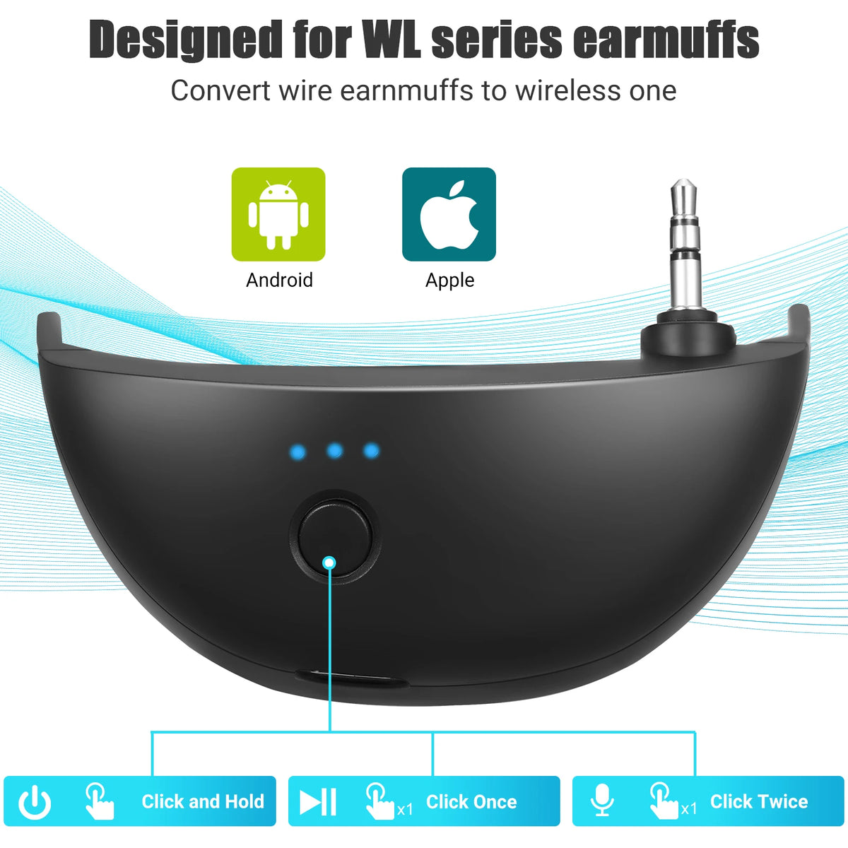 WK Bluetooth Adapter Design series Shooting Earmuffs Convert Wire Headphone to Wireless One for Hunting